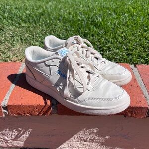 Reebok Classic Off-White Sneakers with Blue Logo